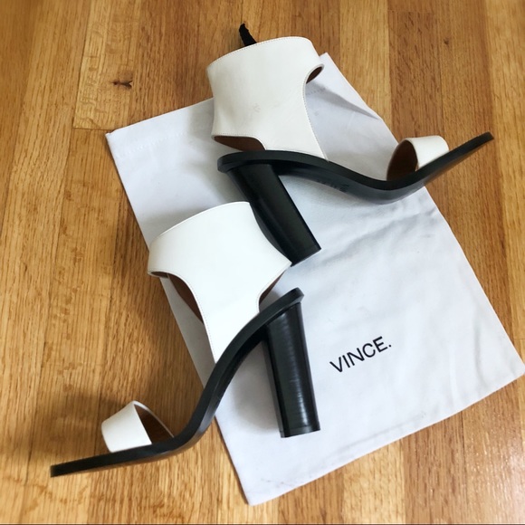 Vince Shoes - ⚫️HP⚫️ Vince White & Black Block Asymmetric Heels